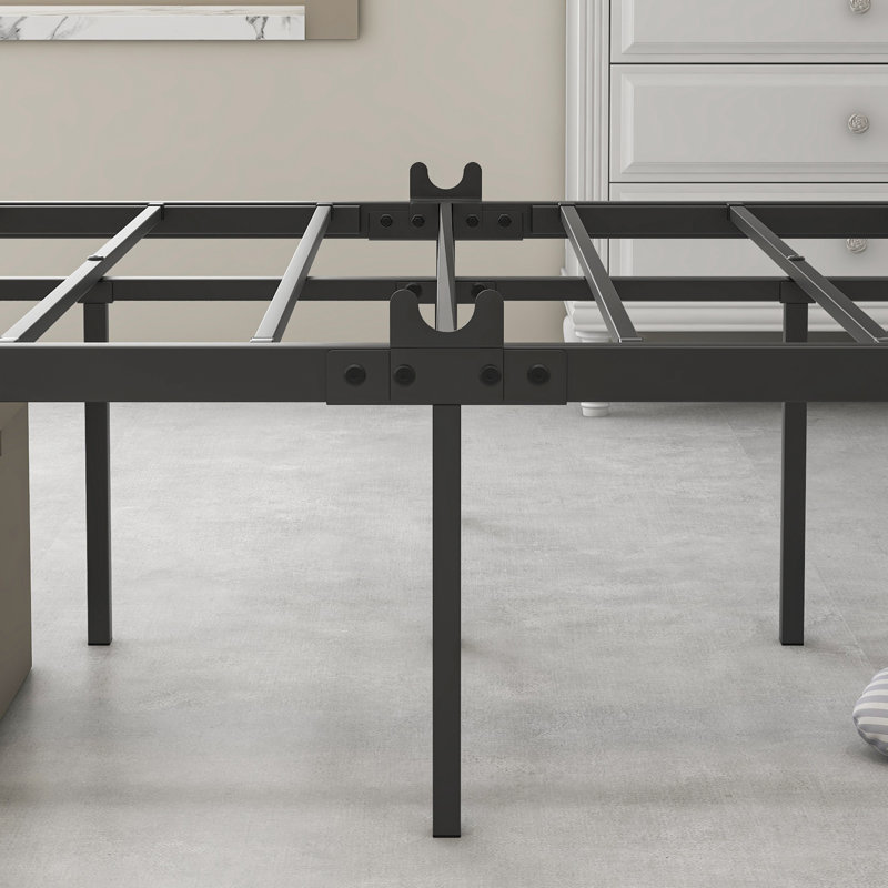 Elanny Metal Canopy Bed Frame, Platform Bed Frame with X Shaped Frame, Queen