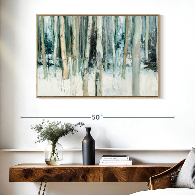 Winter Woods III, Cadre flottant en bois naturel, 40 po x 27 po