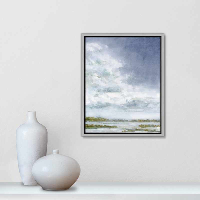 «Tolland Clouds Right Print» par Patti Bishop, Argent argent, H 15,5 po x l 12,5 po