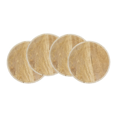 Assiettes de présentation en bois de manguier (ensemble de 4) - Chargeurs de table rustiques à bordures de table