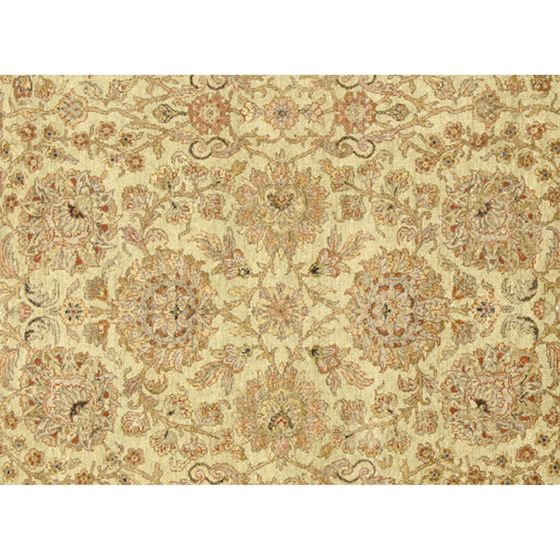 High-Quality Hand-Knotted Light Green And Ivory Area Rug