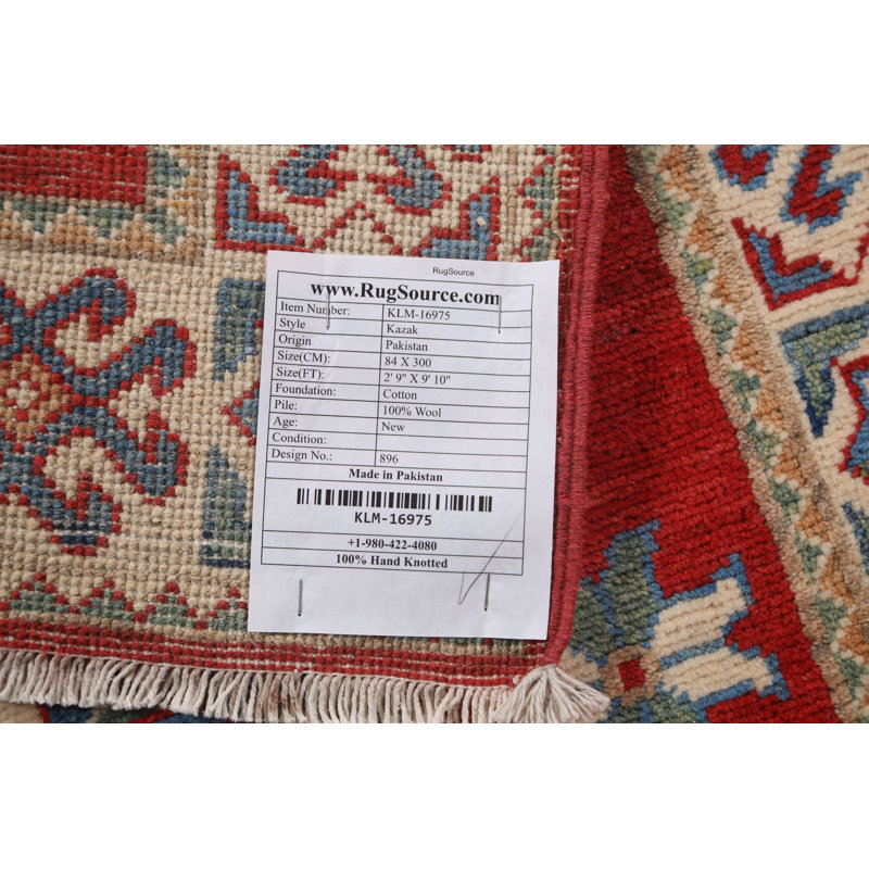 One-of-a-Kind 2'9'' X 9'10'' New Age Runner Wool Area Rug in Red