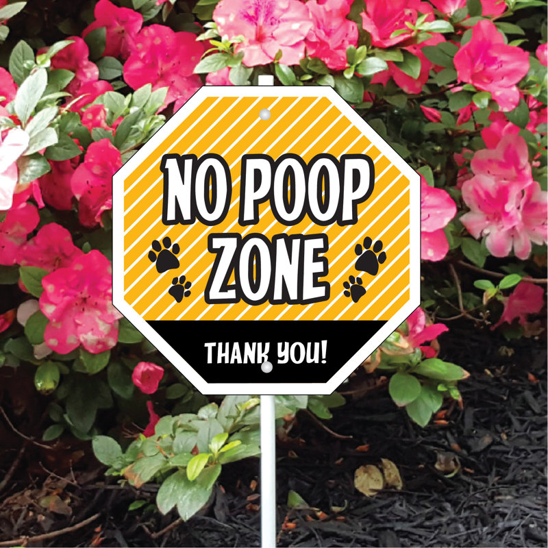 Panneau de jardin jaune No Poop Zone