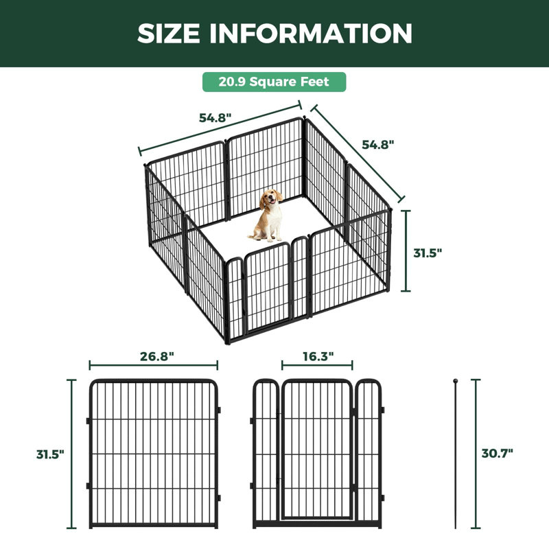 Parc pour animaux d'intérieur et d'extérieur non-lesté FXW Homeplus Unleashed, Noir, H 32 po x l 54,8 po x P 54,8 po