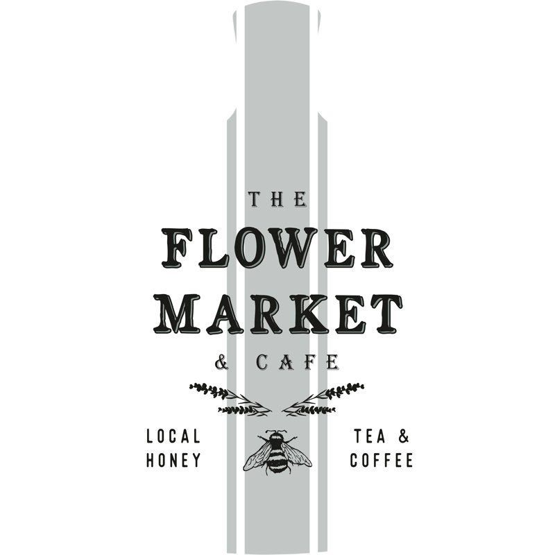 Marché aux fleurs par Inconnu, H 48 po x l 32 po, Papier avec cadre photo noyer, Blanc / Blanc