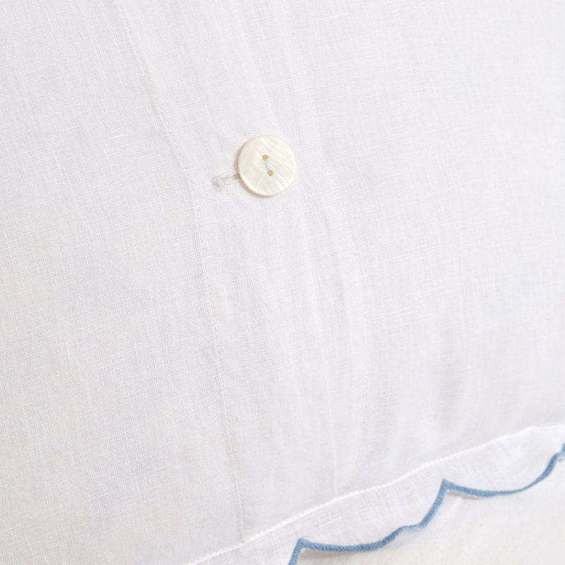 Kelly Linen Sham, White/French Blue, Standard