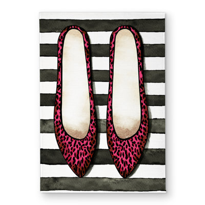 Leopard Pink Shoes - Illustrative White Door Mat for Home Decor