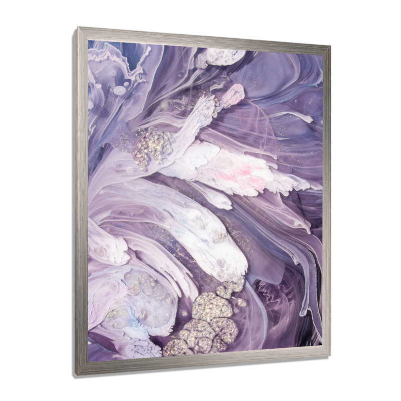 Mauve liquide Art Ripples - art mural moderne sur toile, Impression encadrée, H 20 po x l 12 po, Argent argent
