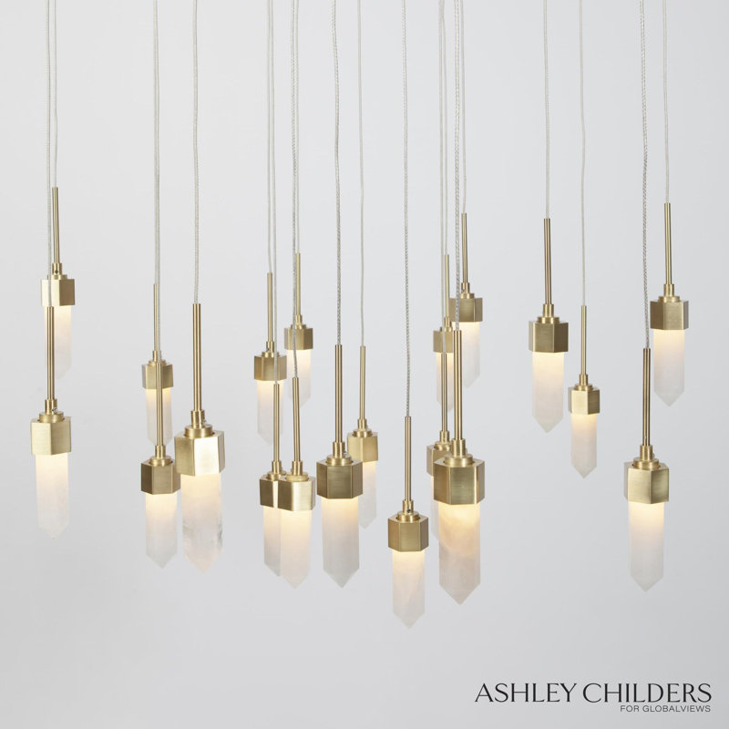 Leo Chandelier-20 Drop Round-Satin Brass-Drop, 61.5" H x 25.75" W x 25.75" D