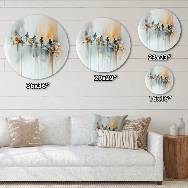 «Abstract Woman Horizon», art mural rond en métal abstrait et abstrait, H 29 po x l 29 po