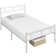 Minimalist Metal Slatted Bed Platform with Arrow Design Headboard