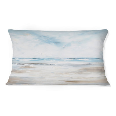Coastal Beach Minimal Scenery I - Coastal Ocean Printed Throw Pillow