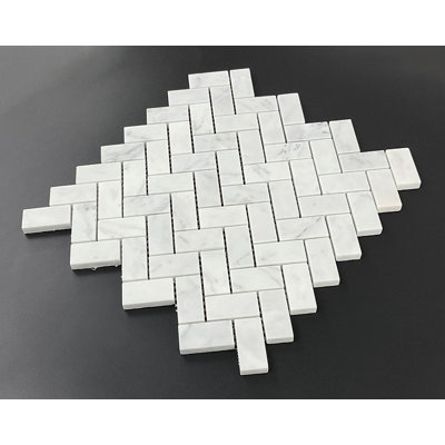1" x 2" Cararra Herringbone/Chevron Mosaic Wall & Floor Tile