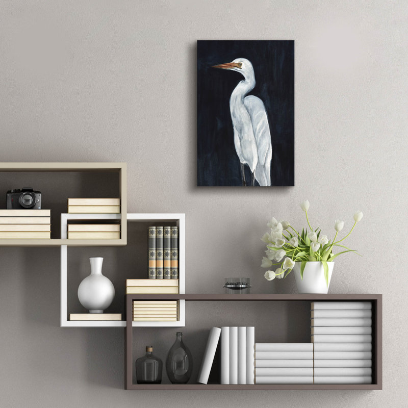  «Calm Great Egret 1» par Annie Warren, art mural en verre acrylique, 16 po x 24 po, H 24 po x l 16 po
