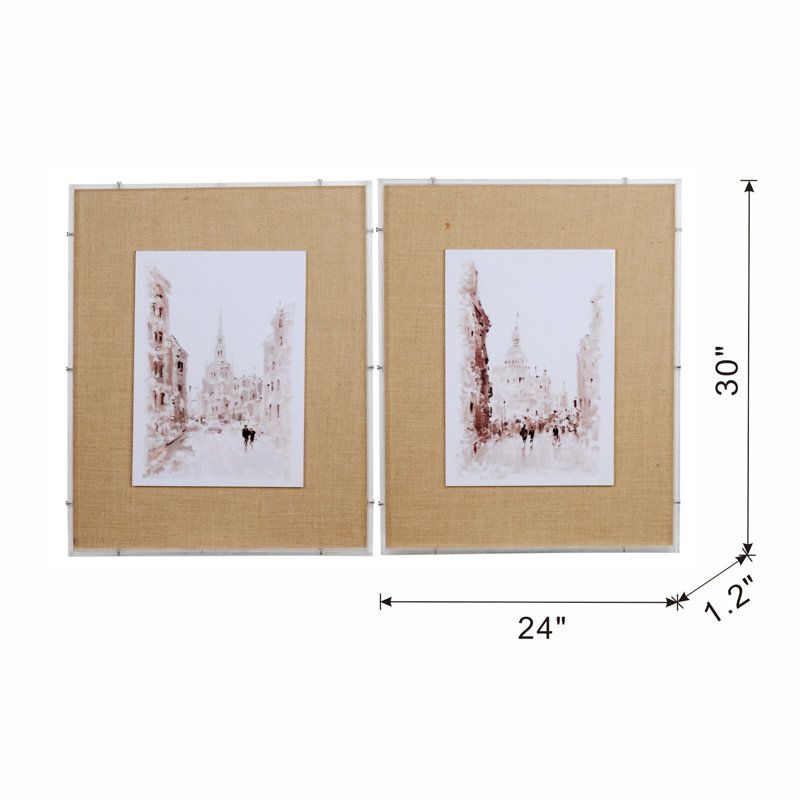 Ensemble de 2 aquarelles européennes encadrées