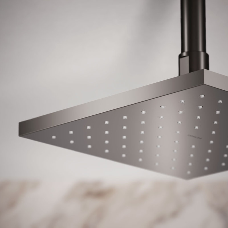 Contemporary Rain Shower Head, Vibrant Titanium, 1.75 GPM, Square