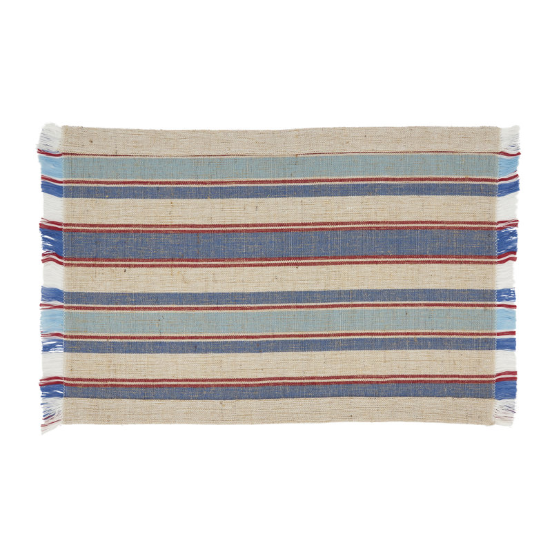Everyday Plaid Placemat and Napkin Set, Red/White/Blue