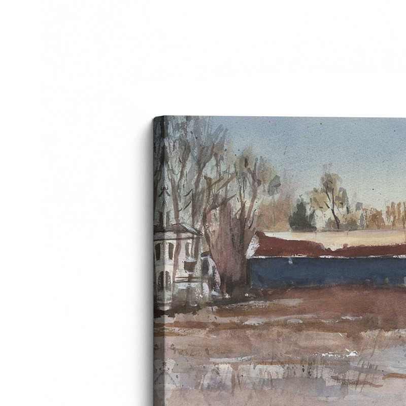 Impression sur toile, "Suffield Connection Barns" par Stephen Calcasola, H 36 po x l 48 po