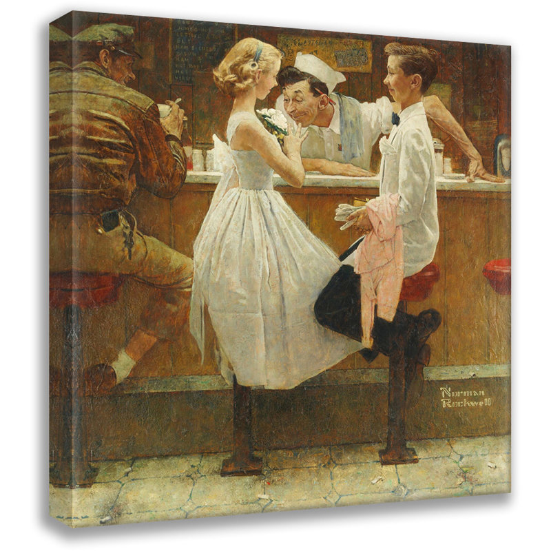«After the Prom» par Norman Rockwell, toile tendue avec châssis, H 24 po x l 17 po