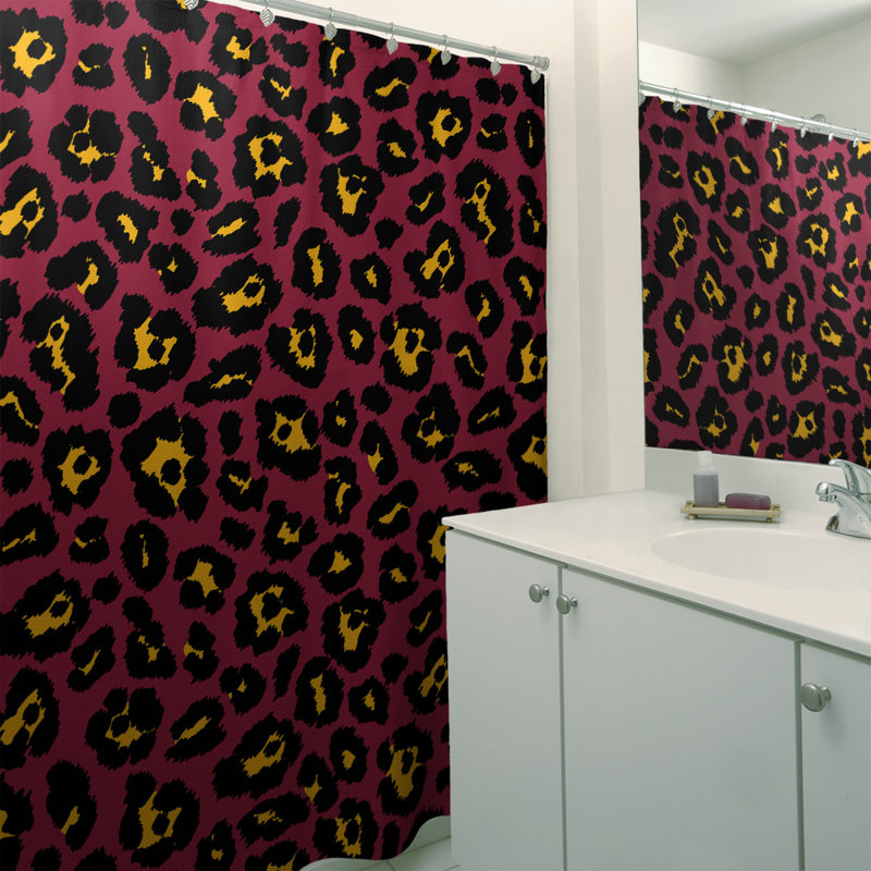 Ensemble de rideau de douche 2 pièces à imprimé animal, Rouge / Noir / Jaune