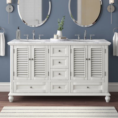 Hansford 60 " W Freestanding Standard 2 Double Vanity Bathroom Vanity With Marble Top