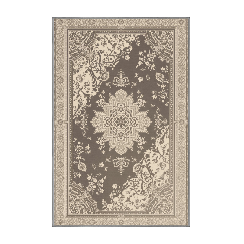 Tapis oriental gris délavé à la machine Villes et pays Madrid Royal Palace, 5 x 7