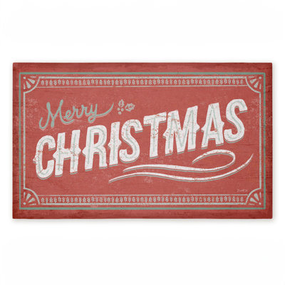 Tapis d'entrée rouge rétro Merry Christmas, par Chad Barrett, 18 po x 30 po