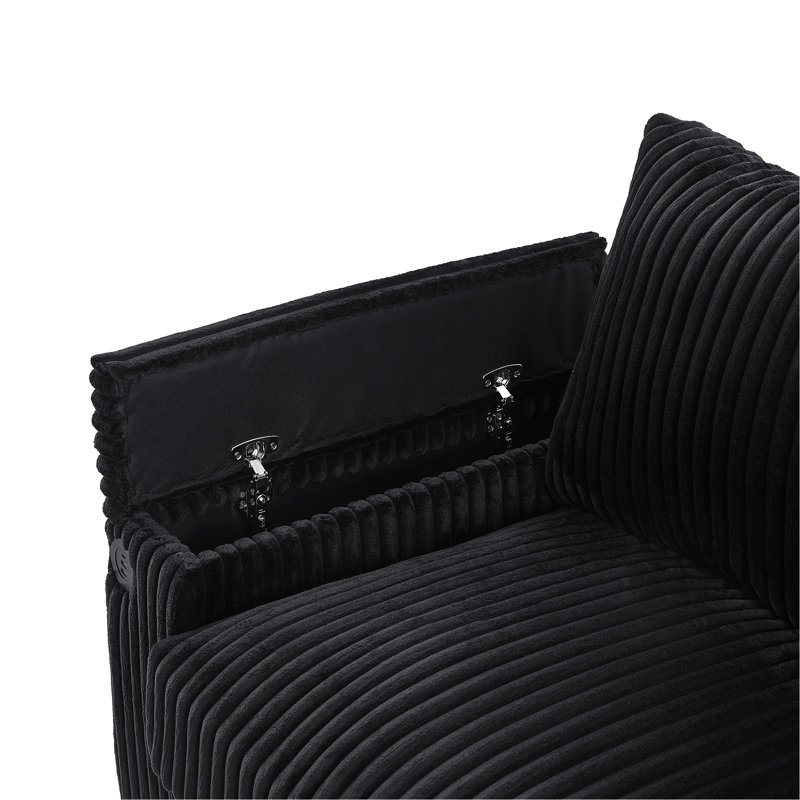 4-Seater Corduroy Sofa Couch 133" Modern Sofa With USB Ports, Hidden Storage Arms, Flip-Top Cup Holders For Living Room