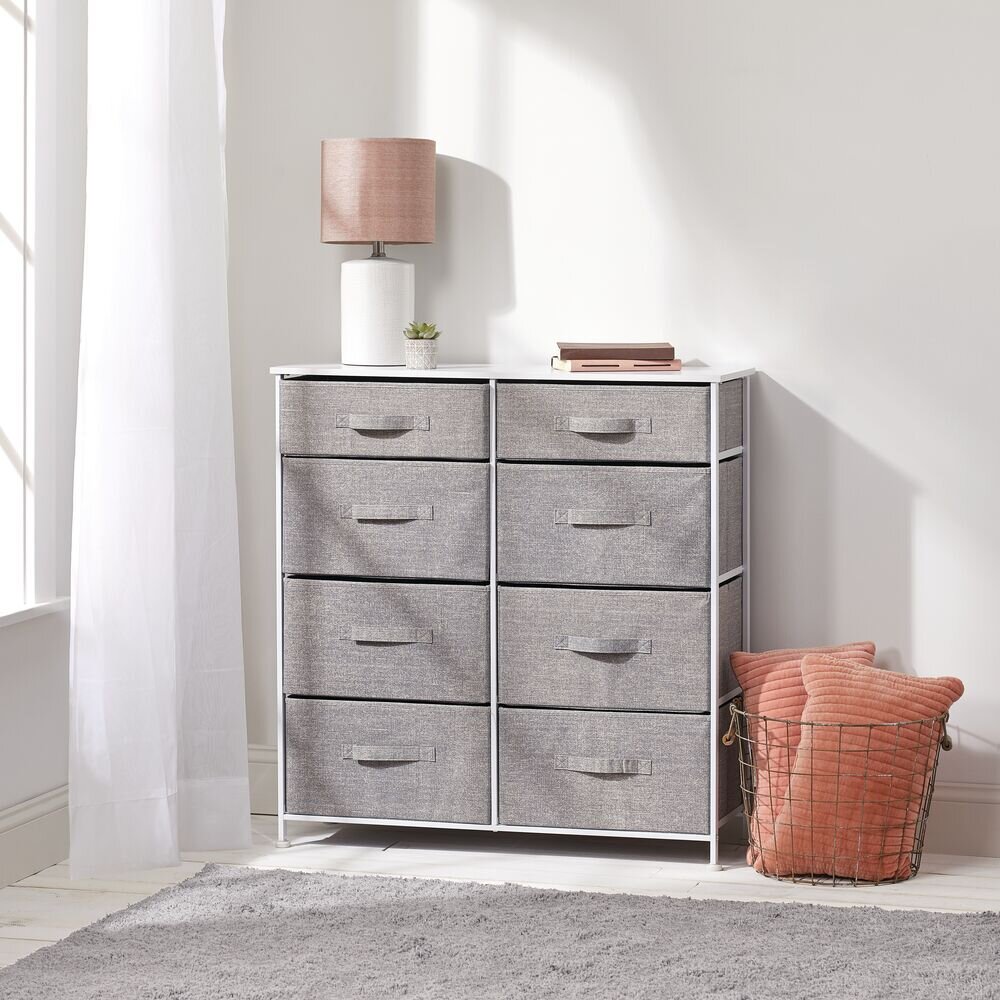 Mdesign Kids Fabric Dresser Drawer Storage Closet Organizer, Set Of 8 - Gray