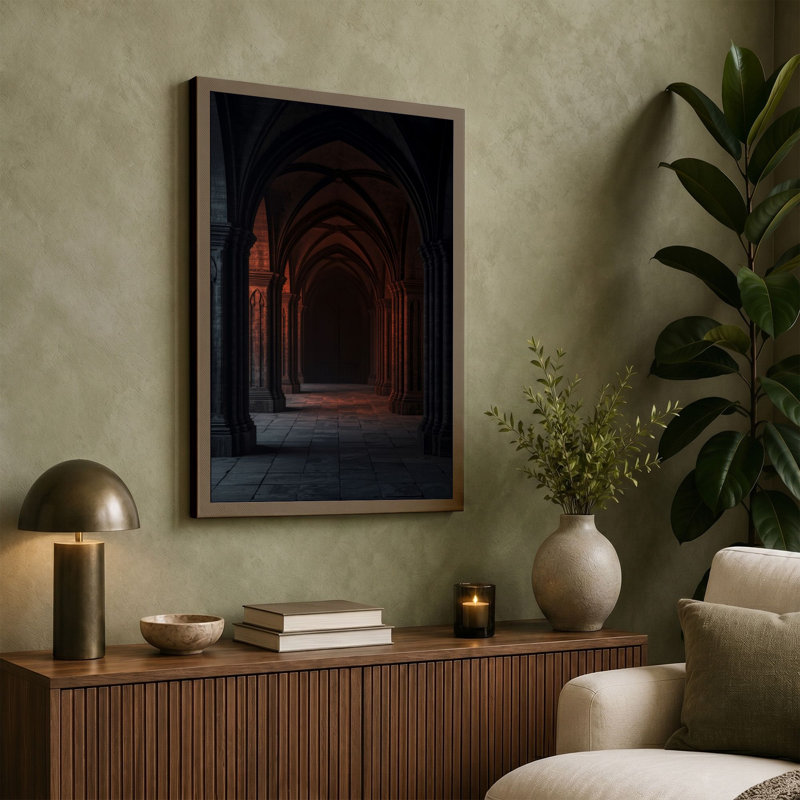 Archway Into Shadow Industrial - Wrapped Canvas, 18x12 - 45.7 x 30.5 cm, Black Border