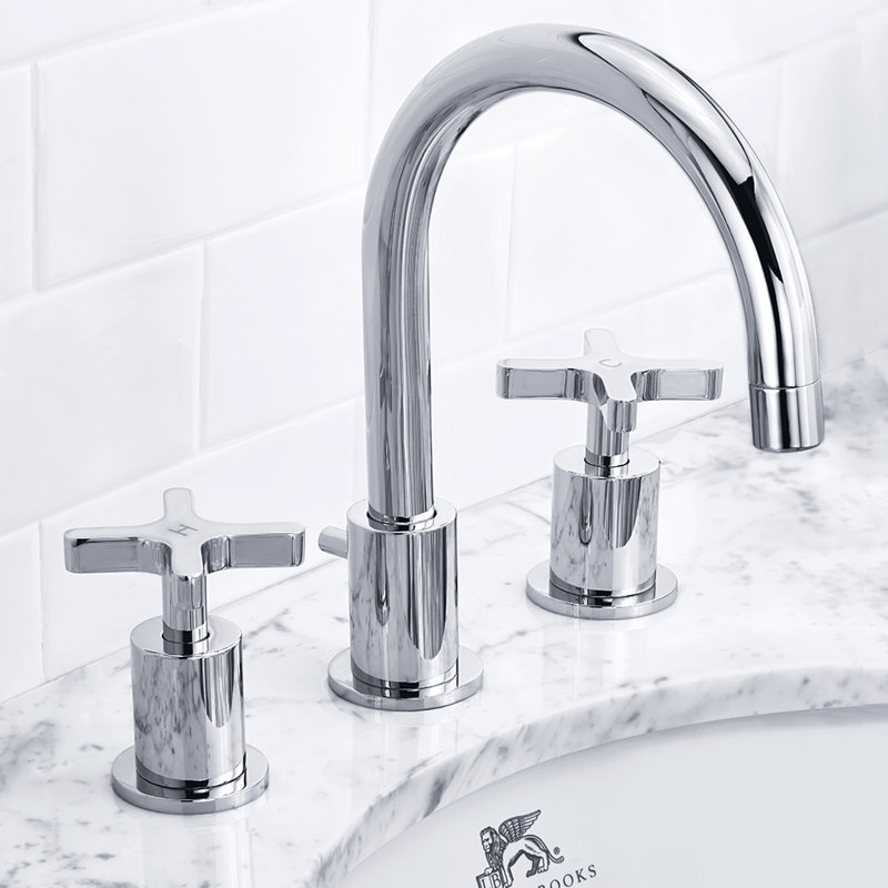 Kafka Widespread Bathroom Faucet with Pop-Up Waste, Cross, Polished Chrome