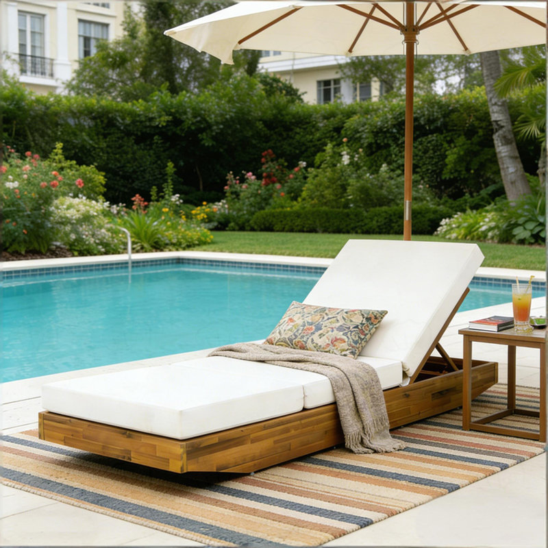 Fauteuil inclinable d'extérieur avec coussin hydrofuge, Blanc