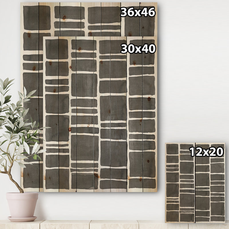 Graphiques minimalistes IV - Impression transitionnelle sur bois de pin naturel, H 20 po x l 12 po x P 1po