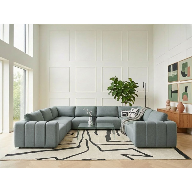 Beyza 8 Seater Corner Sofa, Green Fabric