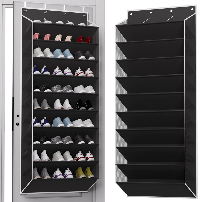 10 Pair Hanging Shoe Organiser, Black