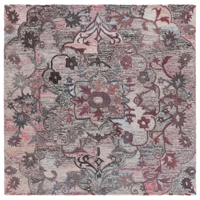 Frediano Tufted Performance Performance Floral Rug, Square 6'