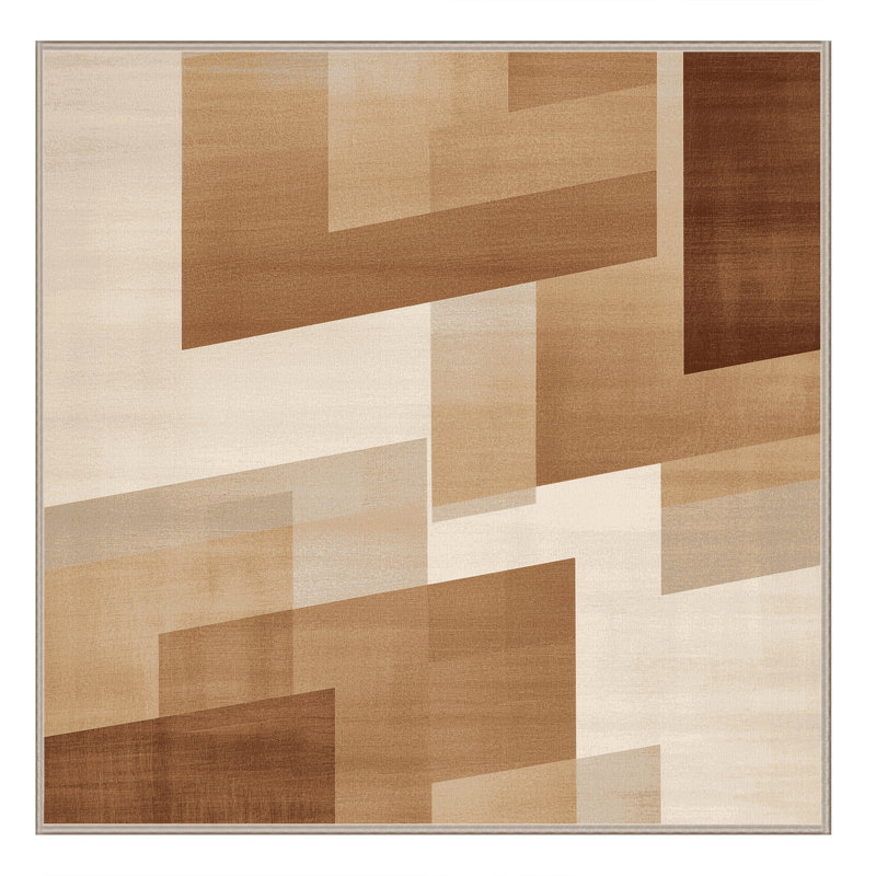 Soft Plush Cozine Sleek & Chic Modern Ombre Area Rug in Brown – Beige Binding, 8' Square