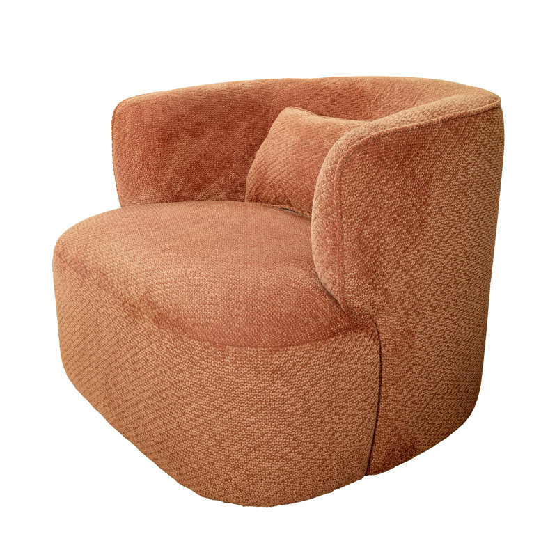 Bernado 31.1'' Wide Fabric Swivel Barrel Chair, Orange 