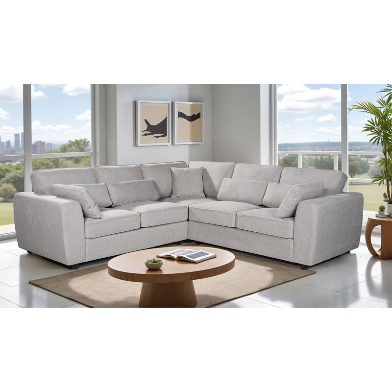 Huckaby 4 Seater Corner Sofa , Light Grey