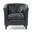 Fauteuil d'appoint en similicuir tonneau avec dossier et garniture cloutée, fauteuil rembourré pour le salon, noir