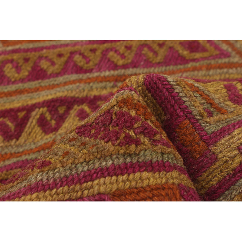Tapis mauve noué à la main de conception unique 2 pi 7 po x 6 pi 3 po Jock