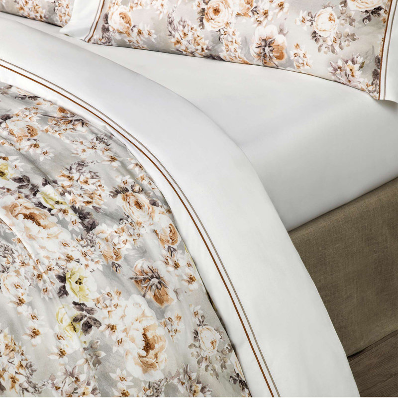 Emmie 100% Cotton Floral Flat Sheet, Queen Flat Sheet