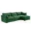 Canapé modulaire en L à 3 places, canapé 3 places avec 1 repose-pieds mobile, assise confortable, large et profonde, vert chenille