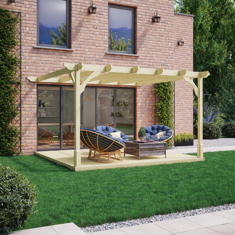 Jaquante Premium Wall Mounted Pergola, 270cm H x 240cm W x 240cm D, Light Green