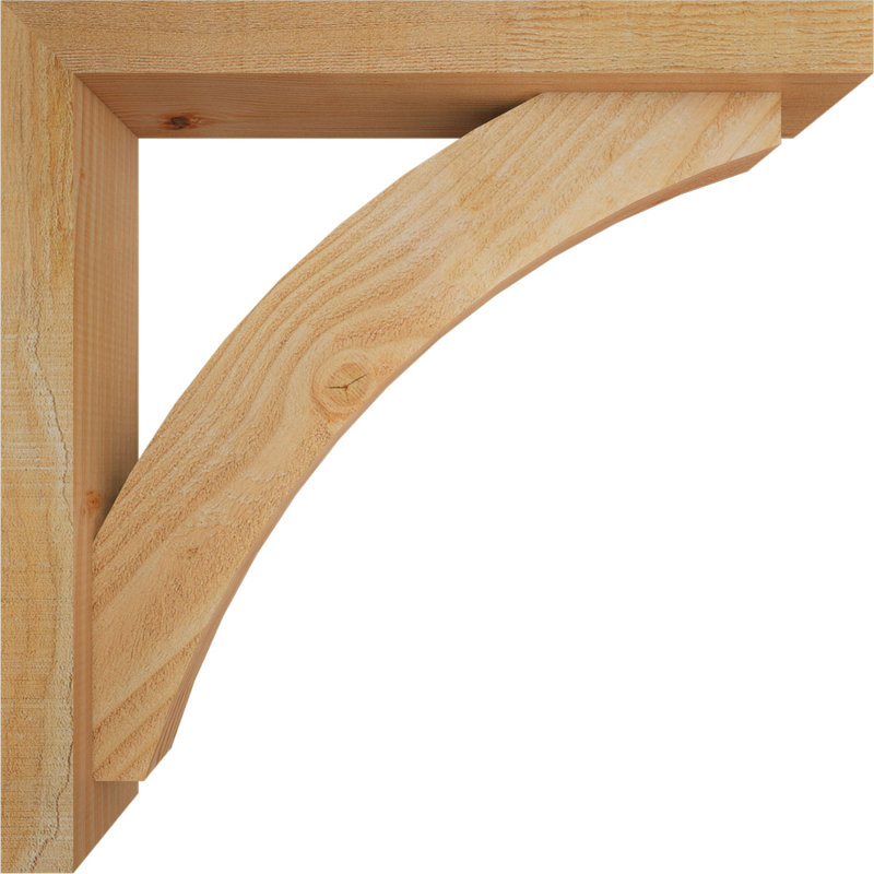 4"W x 24"D x 24"H Thorton Block Rough Sawn Bracket w/ Offset Brace, Douglas Fir, 24 x 24, 4"W Douglas Fir (Rough Sawn)