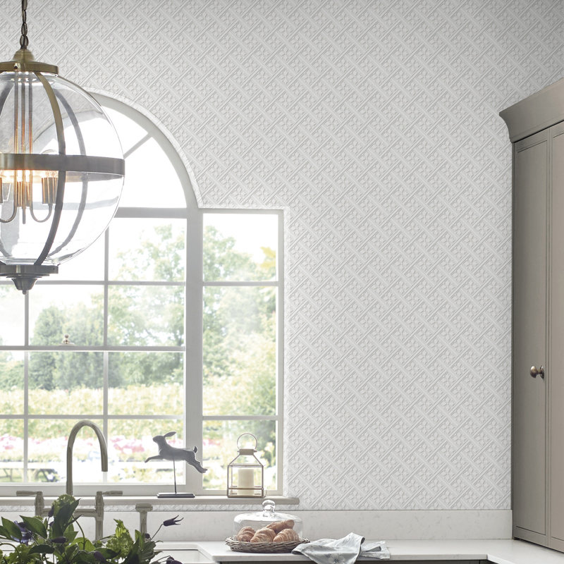 Laura Ashley Mr. Jones Paintable Wallpaper Roll, White