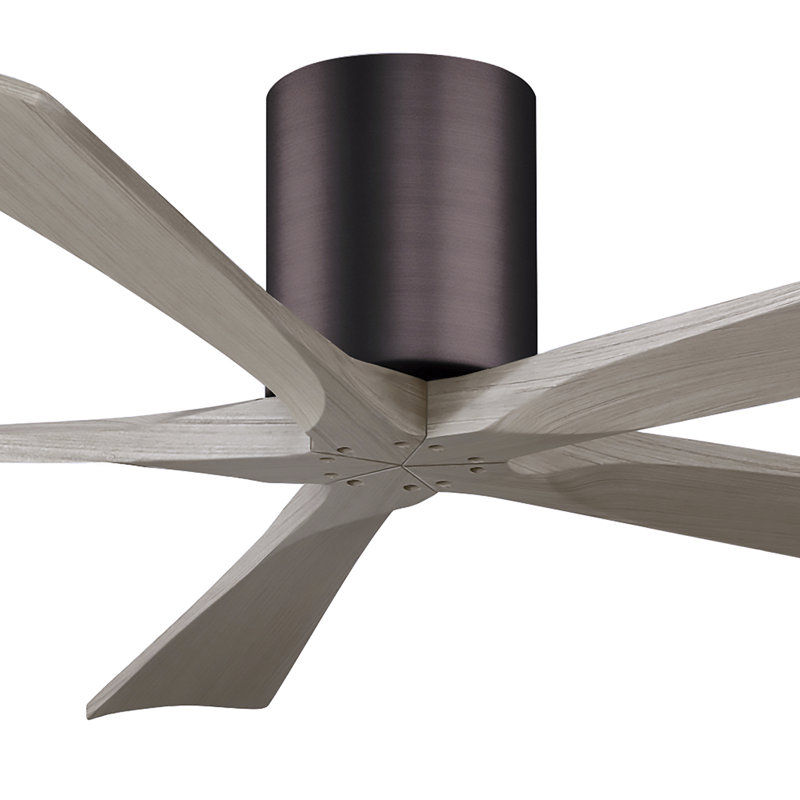 60" Irene 5-Blade Hugger Ceiling Fan with Wall Remote, 60", Polished Chrome, Gray Ash