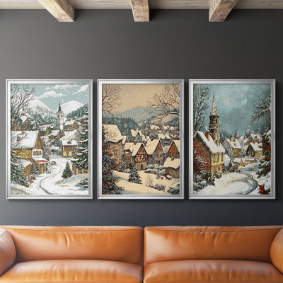 Christmas Holiday Art Dxxv - Toile tendue avec châssis sur mesure - 3 pièces
