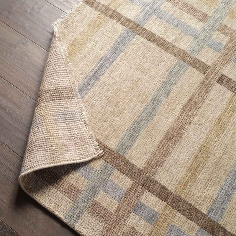 Jaipur Living Raza CRA06 Handknotted Geometric Beige and Blue Runner Rug (3'X10'), Runner 3' x 10'