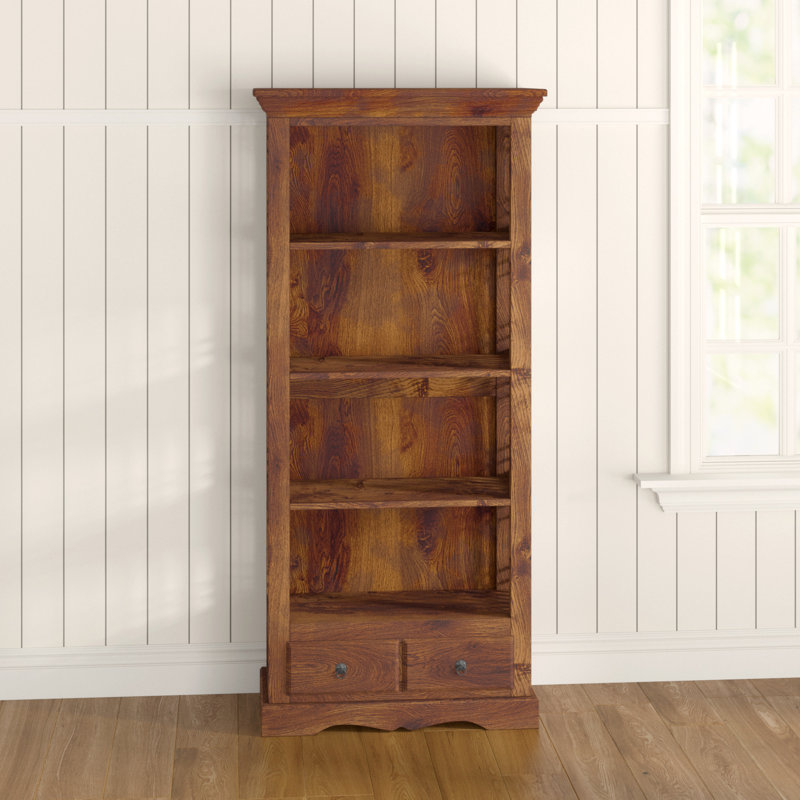 Indian 178cm H x 85cm W Solid Wood Standard Bookcase